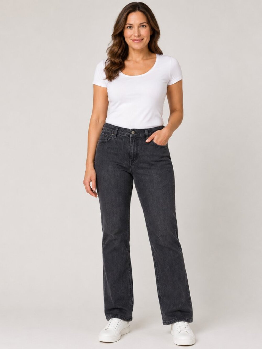 Liz Claiborne Women’s Gray Charcoal Straight Leg Jeans Size 16 Stretch